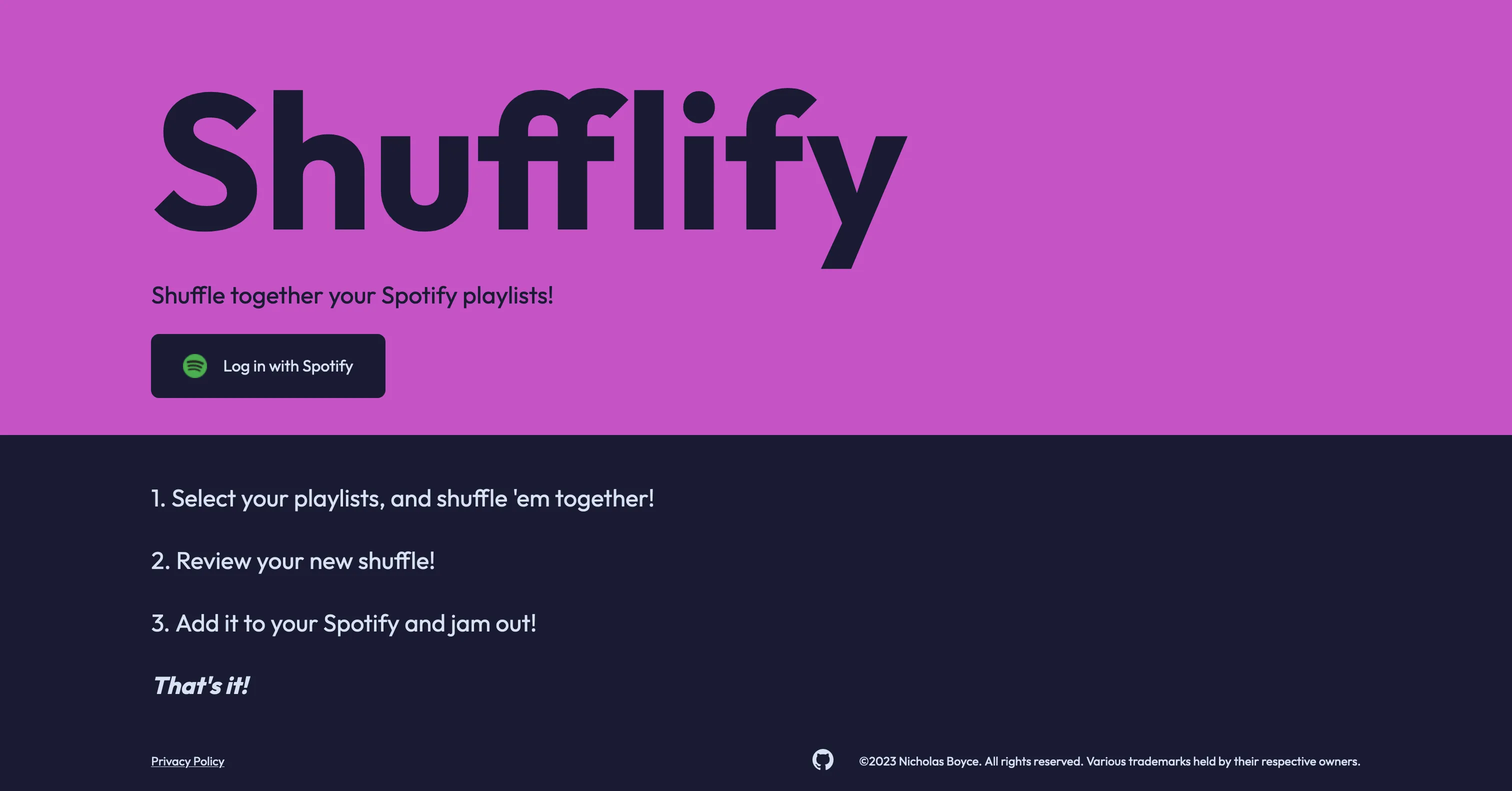 Visit the Shufflify homepage.